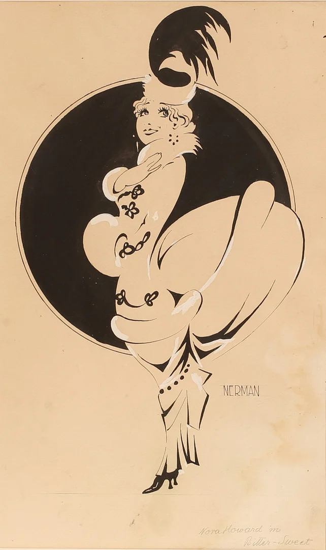 EINAR NERMAN. TECKNING, tusch,"Nora Howard in Bittter Sweet" signerad. — Drawings — RA Auktionsverket Norrköping