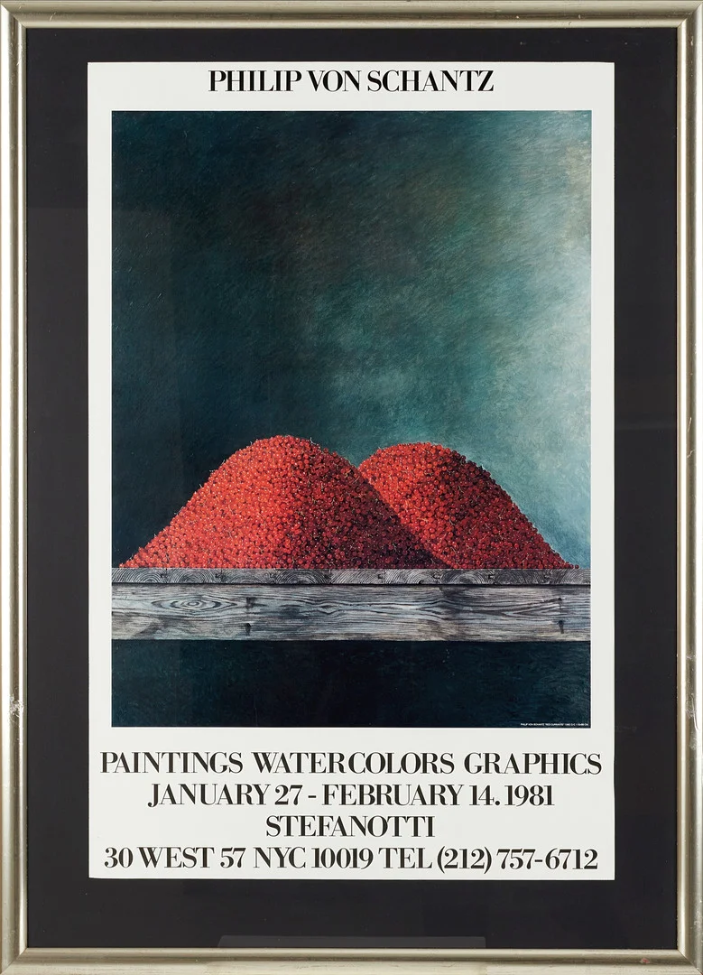 PHILIP VON SCHANTZ (1928-1998). efter, utställningsaffisch, Paintings Watercolors Graphics, Stefanotti, New York 1981. — Engravings & Prints — Crafoord Auktioner Stockholm