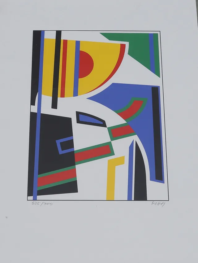 POUL OSKAR HANSEN. (1927-2020), färglitografi, komposition, signerad och numrerad.