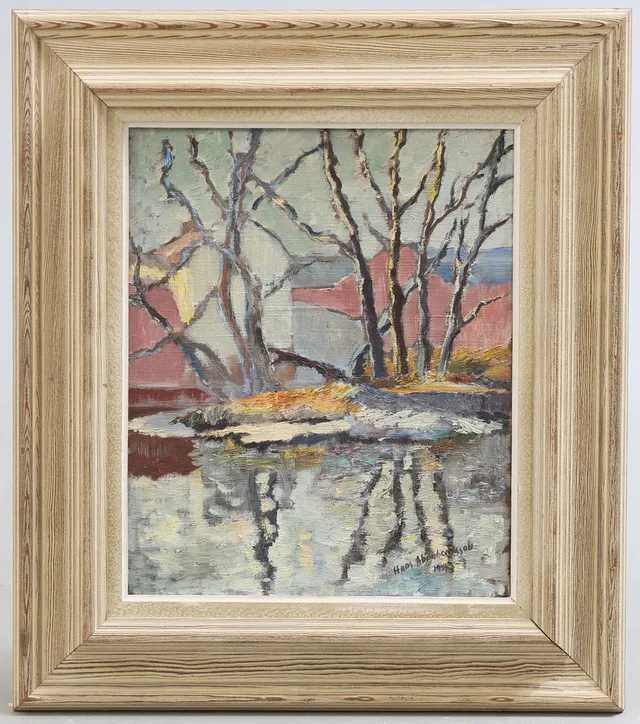 HANS ABRAHAMSSON. olja på duk, signerad & daterad 1949.