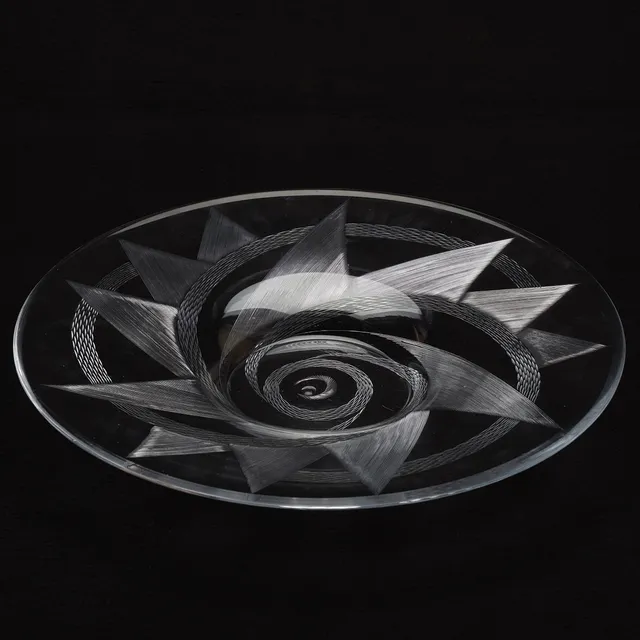 GERDA STRÖMBERG. Skålfat, glas, signerad Eda 30, Eda glasbruk, 1930-tal.