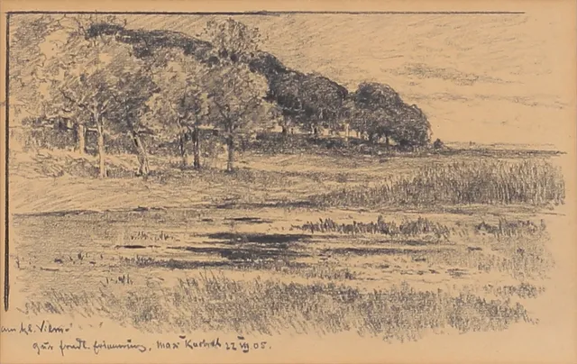 MAX KUCHEL (TYSKLAND 1859-1933). Motiv från Vilm, Rügen, teckning, signerad och daterad 22juli -05.