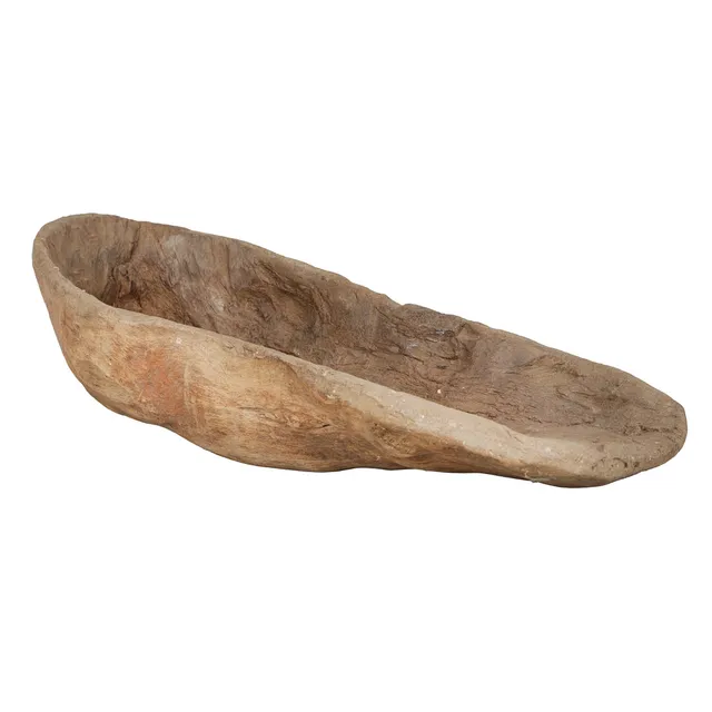 A 19TH CENTURY PRIMITIVE DUG OUT BOWL.