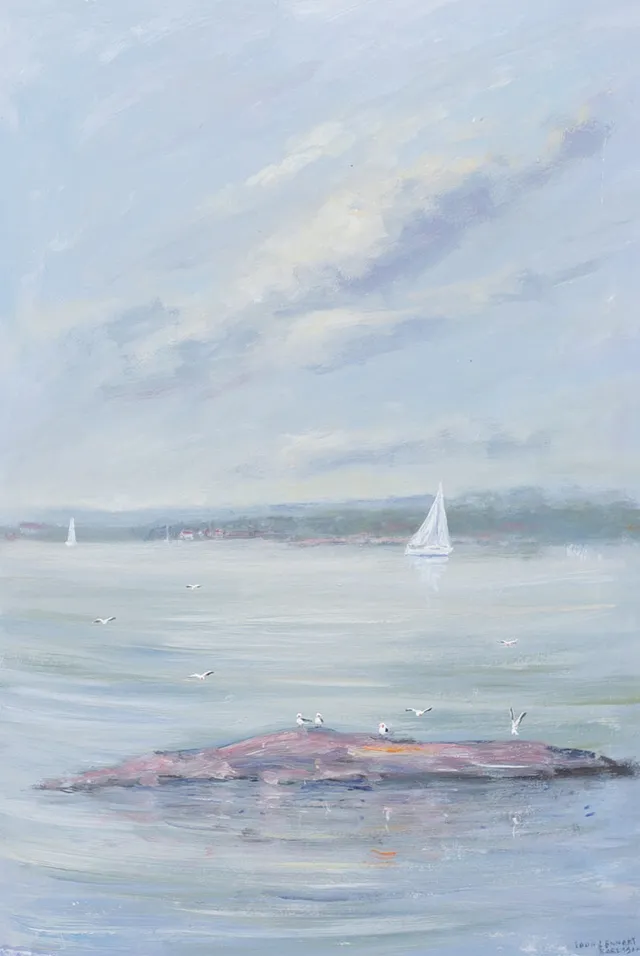EGON LENNART KARLSSON. "Sommarmorgon". Olja på pannå, signerad.