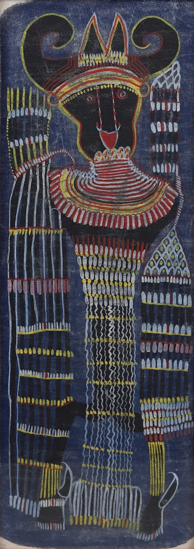 OIDENTIFIERAD KONSTNÄR. Afrikan, textiltryck,1900-talets senare del, osignerad.