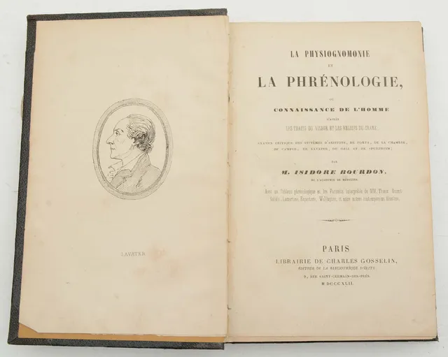 La physiognomonie et la phrénologie, ou Connaissance de l'homme d'après les traits du visage et les reliefs du crâne : examen critique des systèmes d'Aristote, de Forta, de La Chambre, de Camper, de Lavater. / par Isidore Bourdon,.