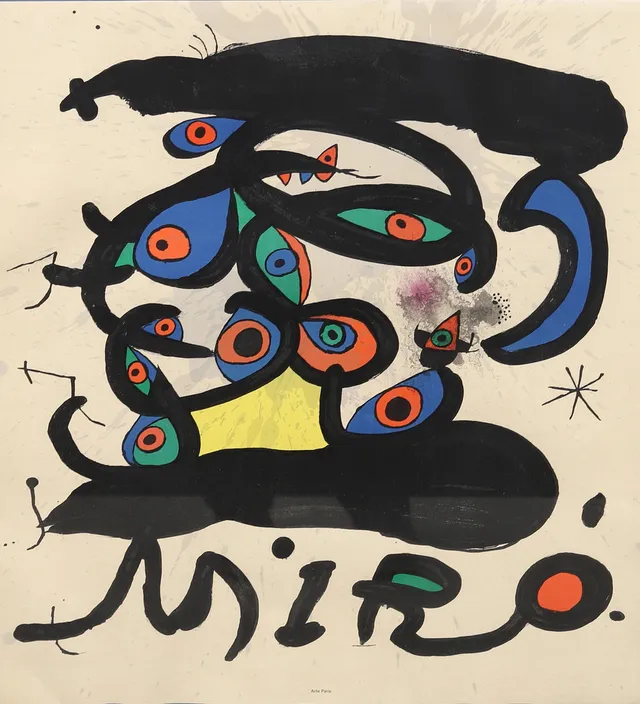 JOAN MIRÓ (1893-1983). Affisch, Komposition, färglitografiskt tryck, osignerad.