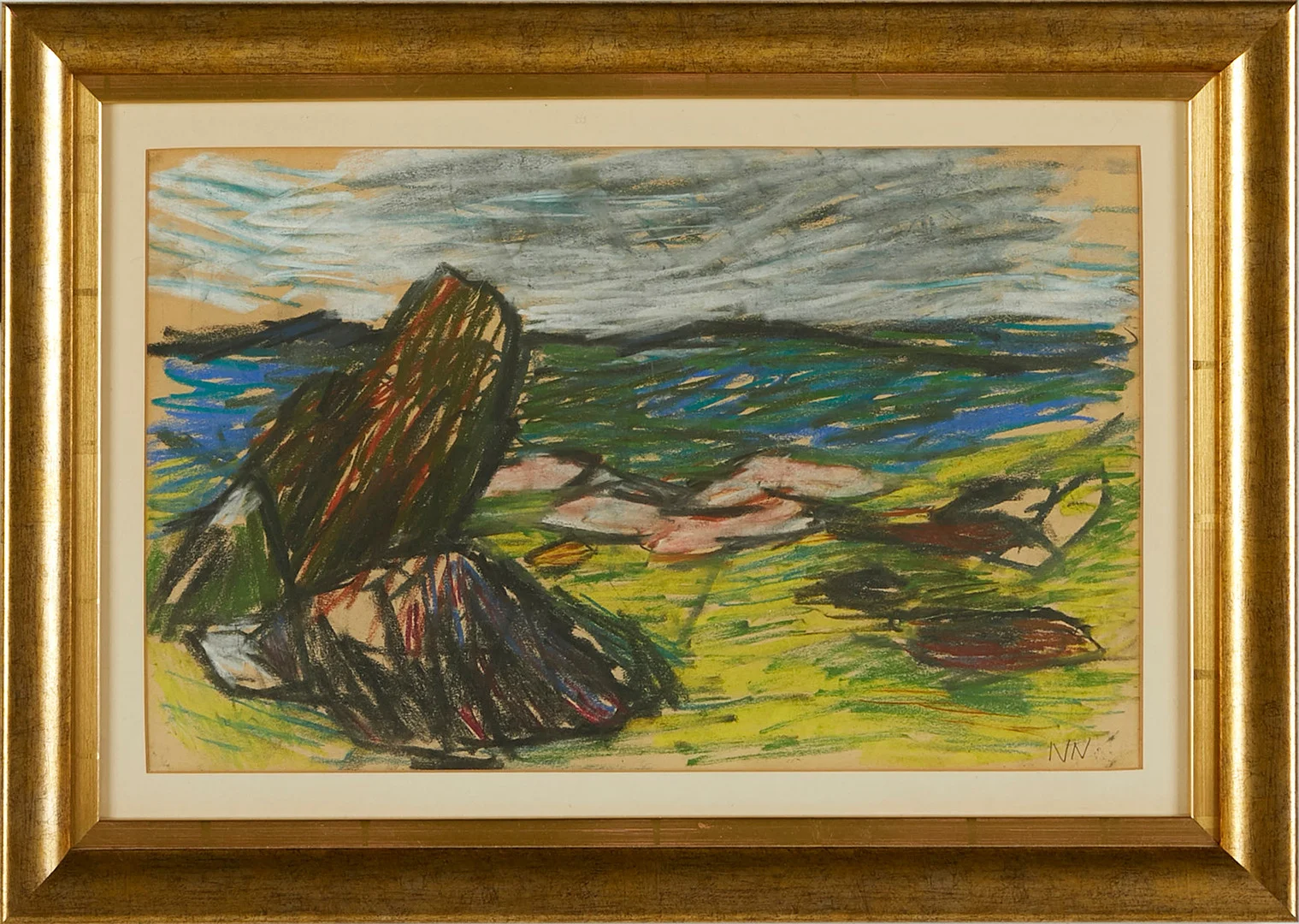 NILS NILSSON. landskap, pastell, monogramsignerad. — Paintings — Stockholms Auktionsverk Sickla