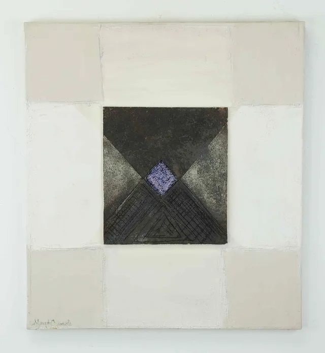 MARGOT ÖJEMARK. relief/tavla, "Tecken", signerad, daterad 1986.