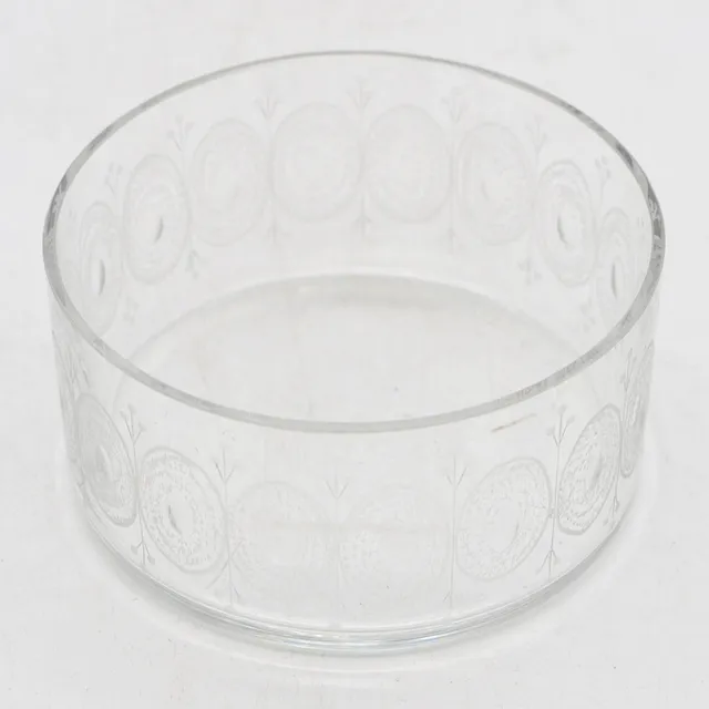 SCHOTT ZWIESEL, DESIGNERSCHALE, HANDGESCHLIFFENER DEKOR, TRANSAPENTES GLAS, 1979.