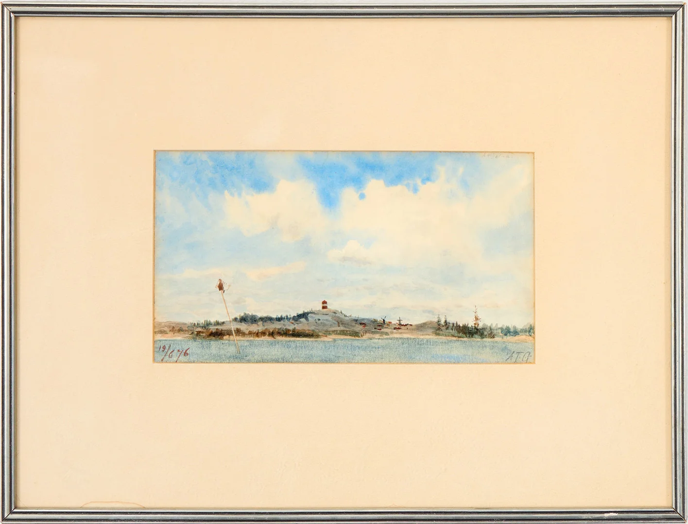 ALBERT THEODOR GELLERSTEDT. Akvarell, motiv av Arholma fyr. — Paintings — Uppsala Auktionskammare