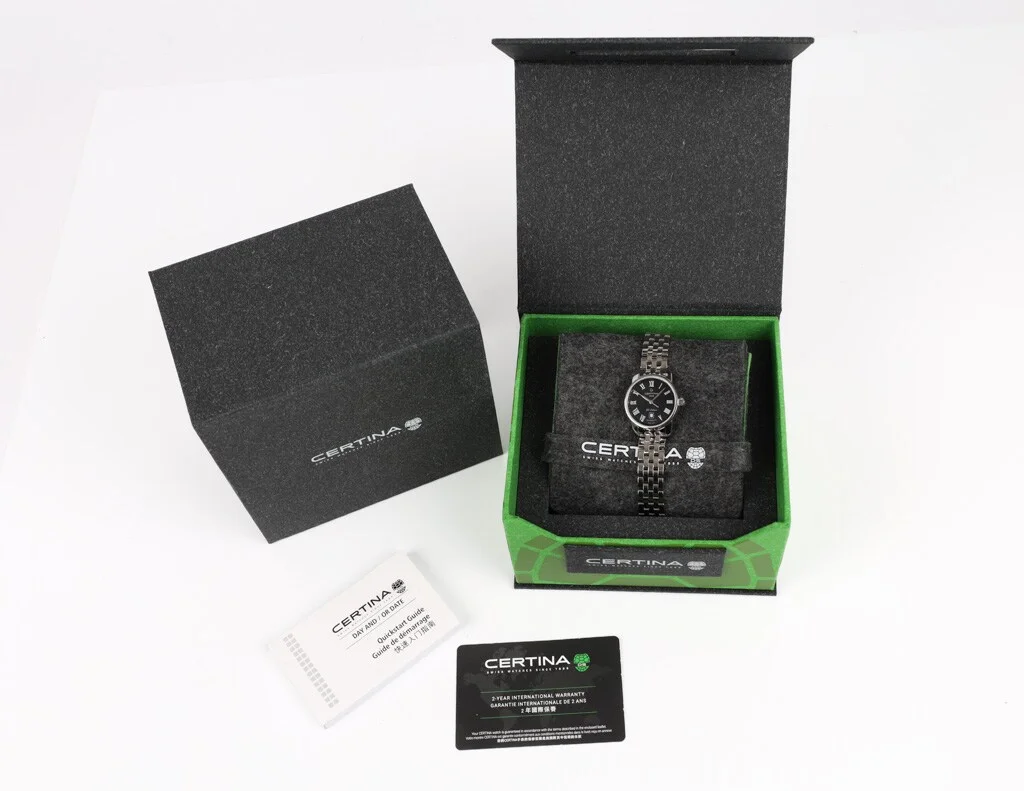 Certina: A 'DS Podium Automatic' wristwatch of steel. Ref. no. C0010071105300. — Watches and clocks/Ladies watches — Lauritz