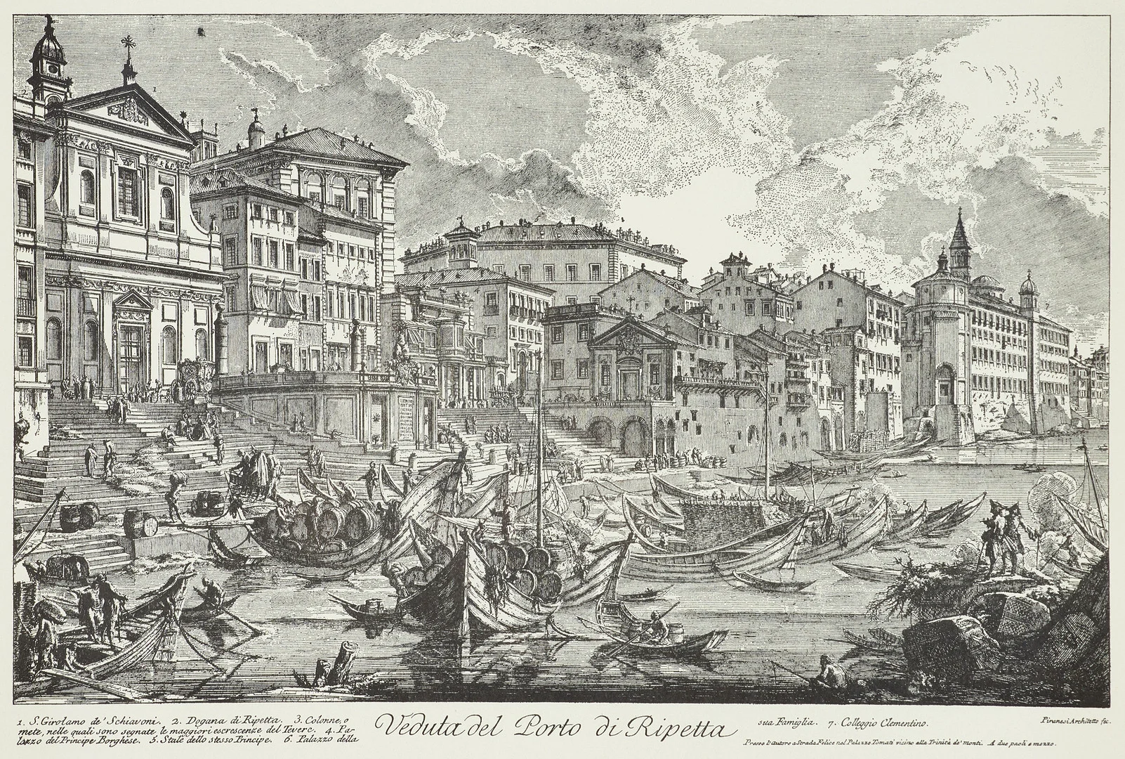 GIOVANNI BATTISTA PIRANESI (1720 – 1778). EFTER. Veduta del Porto di Ripetta. Gravyr. 1900-tal. — Engravings & Prints — Crafoord Auktioner Stockholm