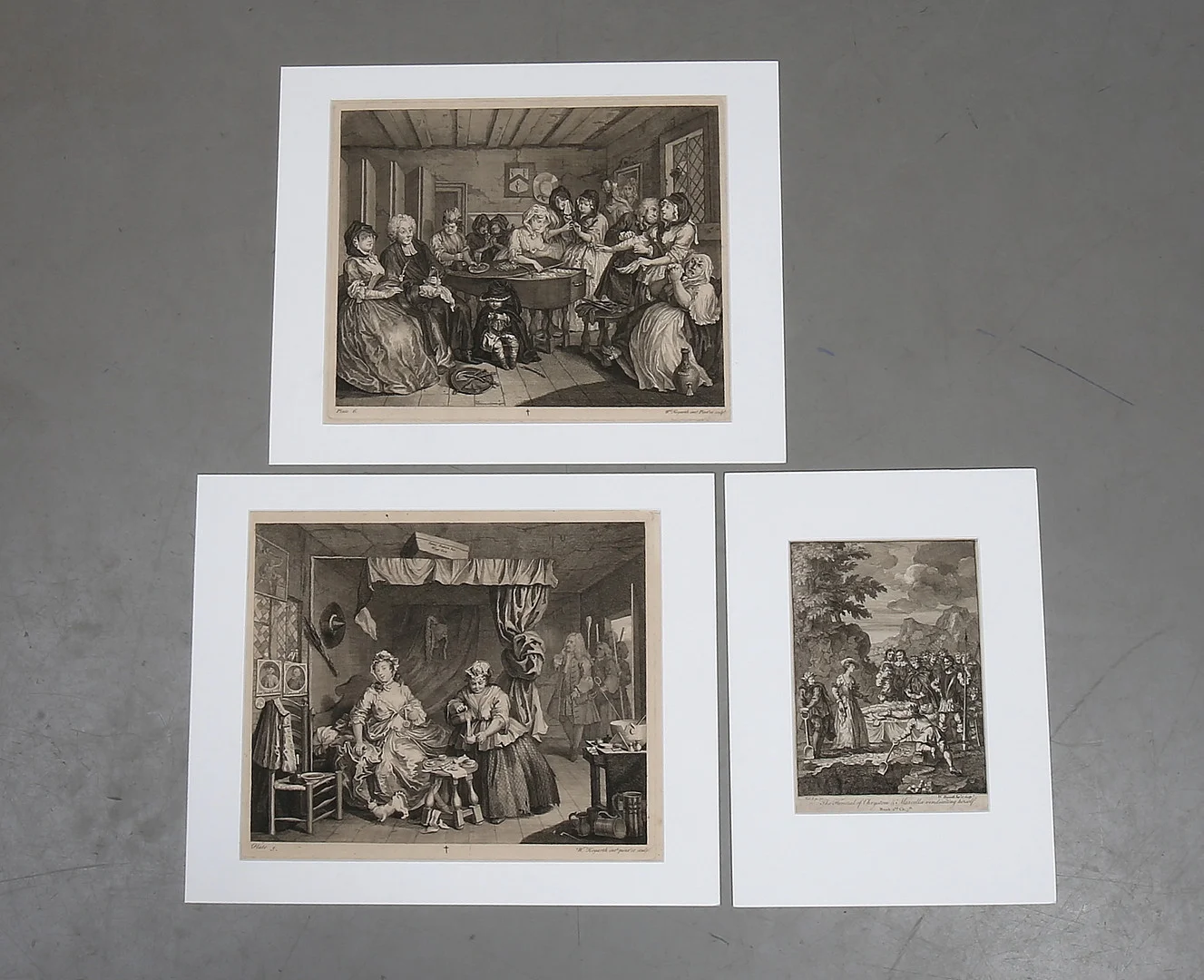 WILLIAM HOGARTH. EFTER. Kopparstick, 3 st, 1700-tal. — Engravings & Prints — Auktionshuset Kolonn