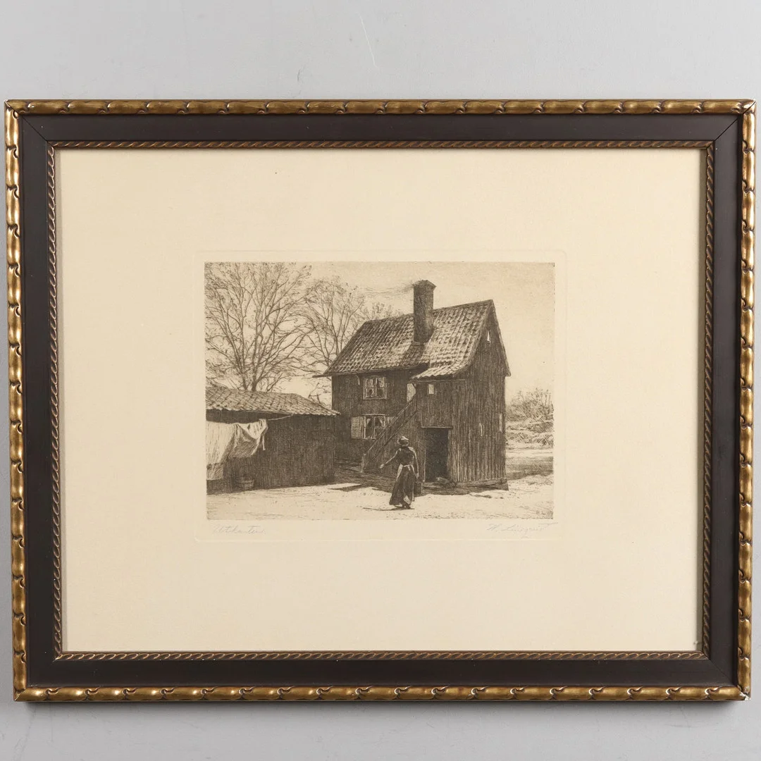 HERMAN LINDQVIST. ETSNING, "Utkanten", signerad. — Engravings & Prints — Örebro Stadsauktioner