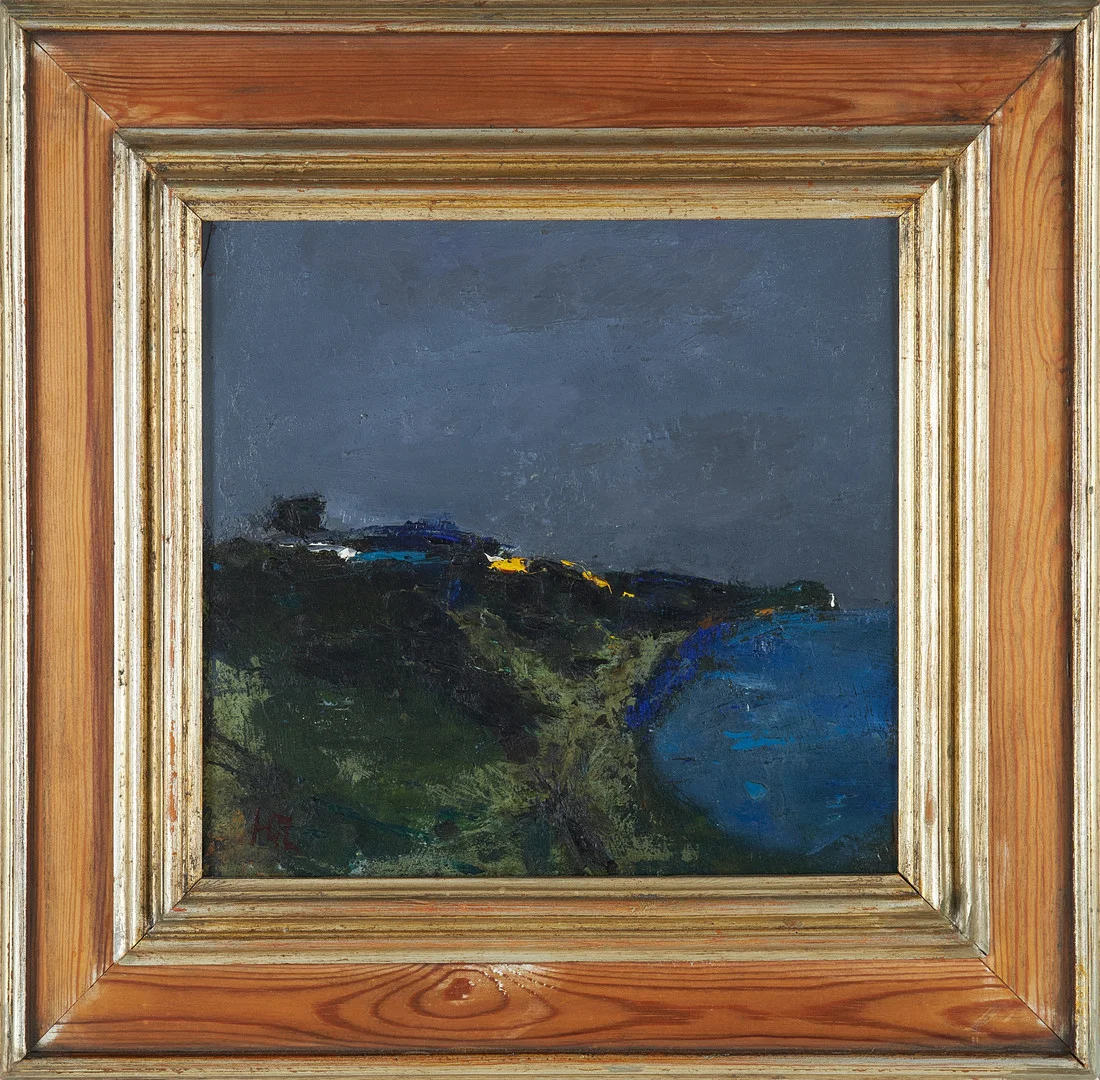 HANS OSVALD LARSSON. "Stenshuvud", signerad, olja på pannå. — Paintings — Stockholms Auktionsverk Sickla