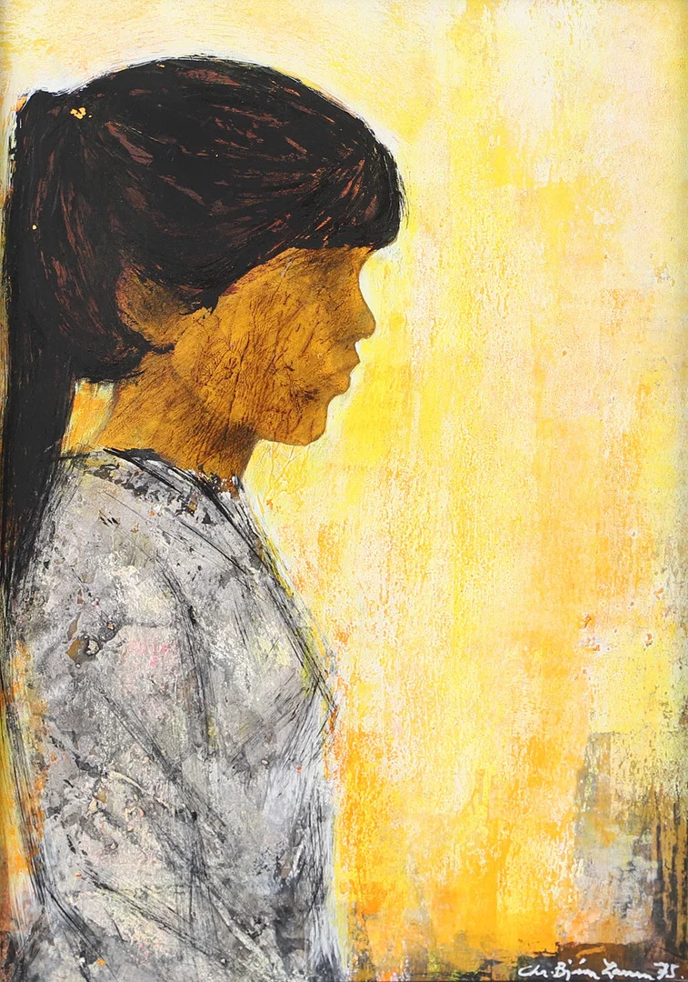 CHRISTIAN BJÖRN LARSEN. Flickporträtt, olja på pannå, signerad. — Paintings — Helsingborgs Auktionskammare