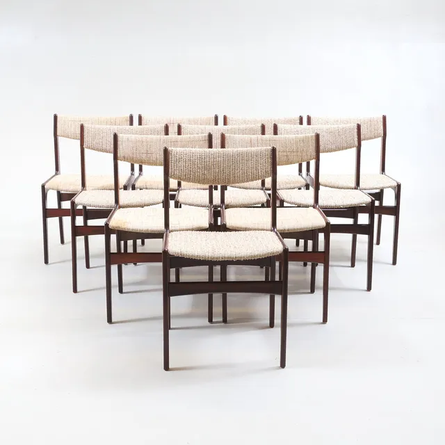 ERIK BUCH. Stolar, 10 st, palisander, för Nova Stolefabrik, Danmark, 1960-tal.