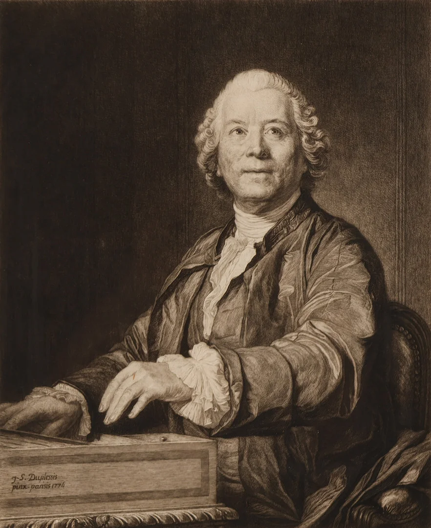 JOSEPH-SIFFRED DUPLESSIS (1725-1802). EFTER. Kobberstik med portræt af den tyske komponist Christoph Willibald Gluck efter J.S. Duplessis portræt fra 1776, slutningen af 1800 tallet. — Engravings & Prints — Palsgaard Kunstauktioner