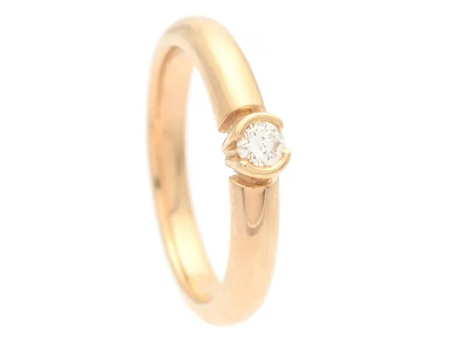 ENSTENSRING, 18K guld, briljantslipad diamant ca 0,08 ct, stl 15,5 mm, Stjärnringen, Strömdahl, vikt 4,1 g.