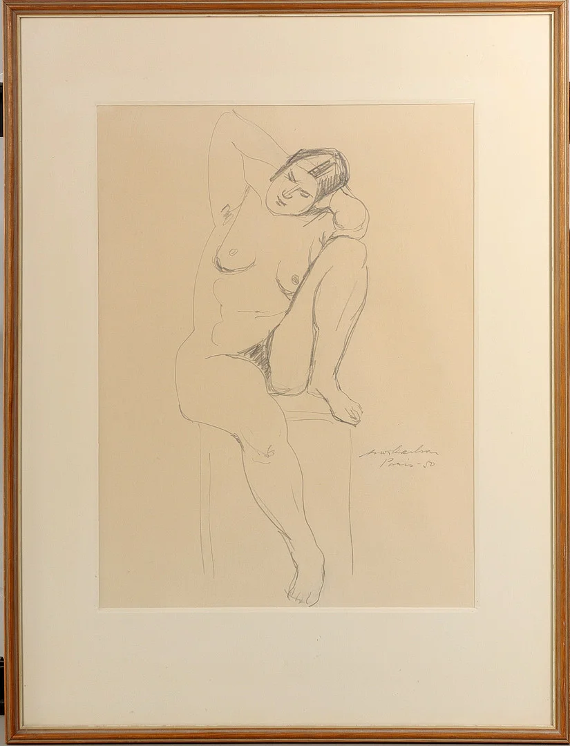 ARWID KARLSSON. 1907-1964. Modellstudie, Paris -50. — Drawings — Auktionsverket Engelholm
