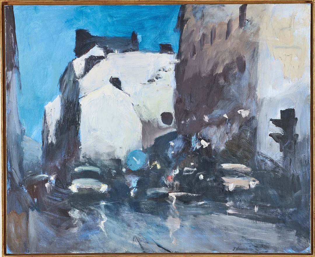 BERNDT WENNSTRÖM. “Nattlig stadsbild”, olja på duk, signerad. — Paintings — Stockholms Auktionsverk Magasin 5
