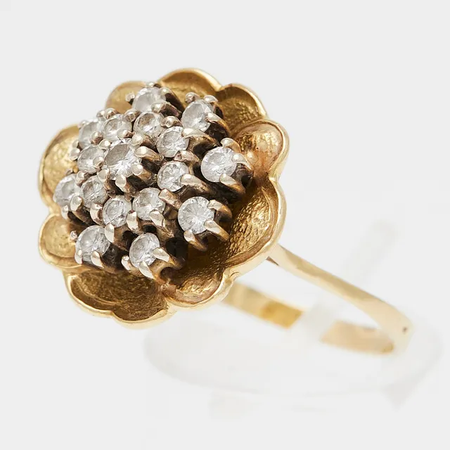 Ring, 750er Gelbgold, Brillanten.