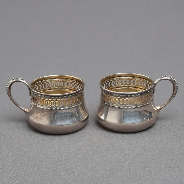 GLASHÅLLARE 1 par, silver, svensk import, 1900-tal.