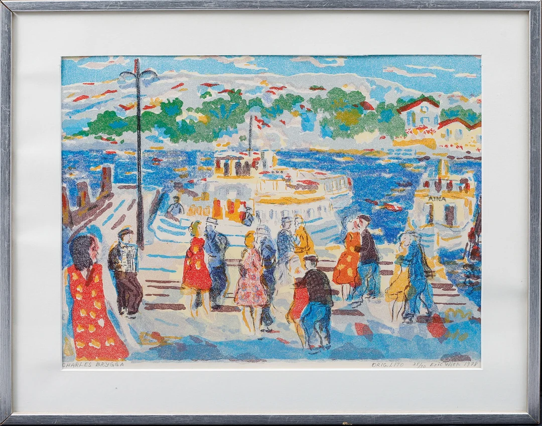 ERIC WITH. "Charles brygga". Färglitografi, signerad 1978 och numrerad 25/30. — Engravings & Prints — Göteborgs Auktionsverk