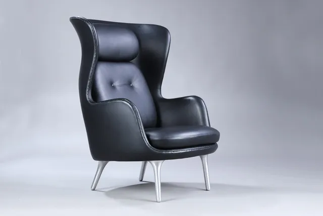 Jaime Hayon for Fritz Hansen. 'Ro' lounge chair, black Elegance leather, with number certificate