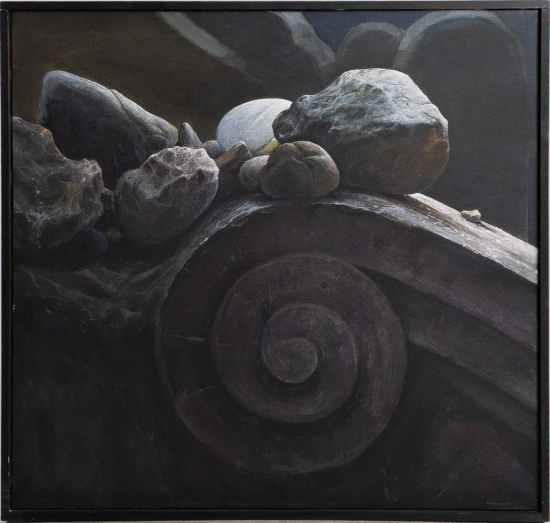 GÖSTA CALMEYER. "Stenar på den judiska begravningsplatsen i Praha 1989", olja på duk, signerad. — Paintings — Stockholms Auktionsverk Helsingborg