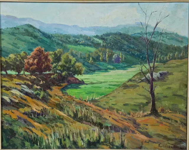 LLUIS MARIA VALLÉS TUSET (1916-1998). Paisaje con árbol, óleo sobre lienzo.