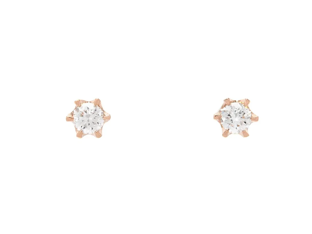 ENSTENSÖRHÄNGEN, 18K roséguld, 2 briljantslipade diamanter ca 0,18 ctv, ca TW-W/VVS-VS, stift, vikt 1,5 g. — Smycken/Enstensörhängen — Kaplans