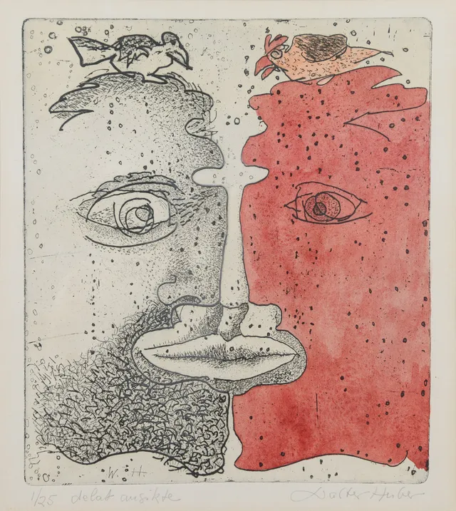 WALTER HUBER. "Delat ansikte", signerad samt numrerad 1/25.