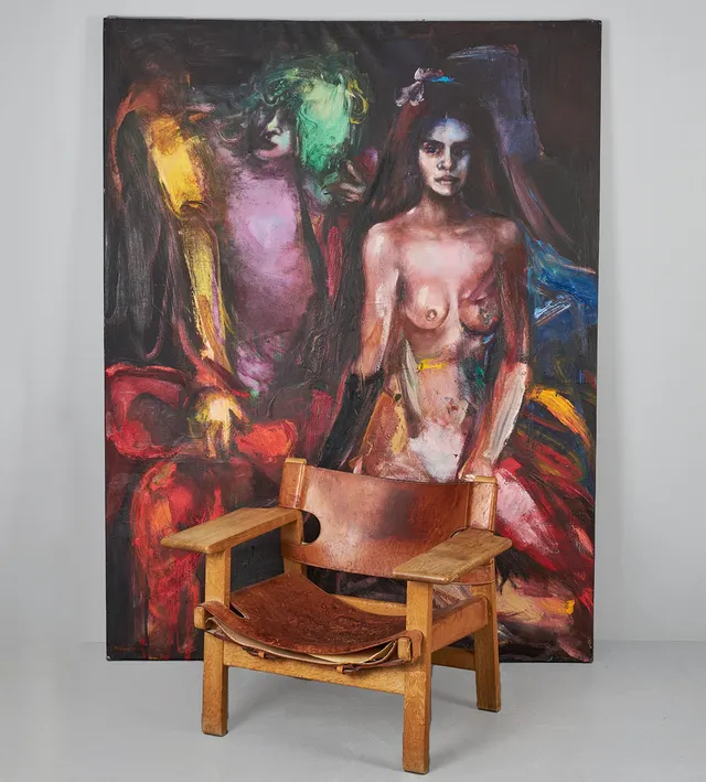 JAN NALIWAJKO. Figurscen, signerad Jan Naliwajko, olja på duk. (observera storleken).