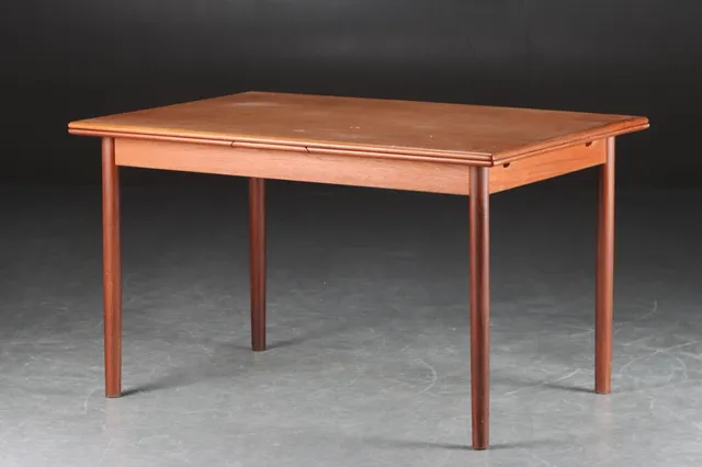 Spisebord af teak med hollandsk udtræk, 1950-60'erne