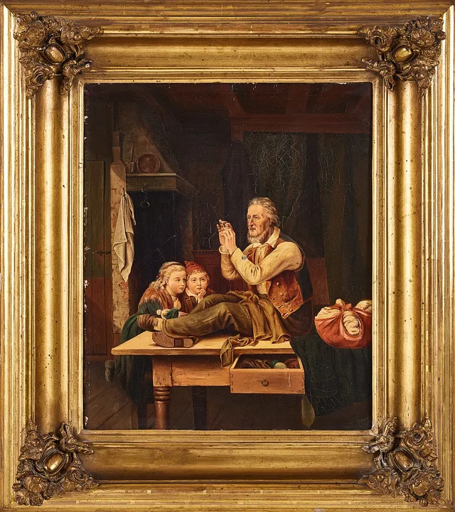 OKÄND KONSTNÄR, 1800-talets slut, skräddare, oljemålning på duk.