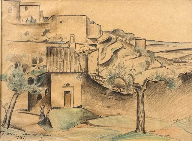 EDVIN OLLERS. BLANDTEKNIK, Otydlig titel, signerad, daterad-1921.