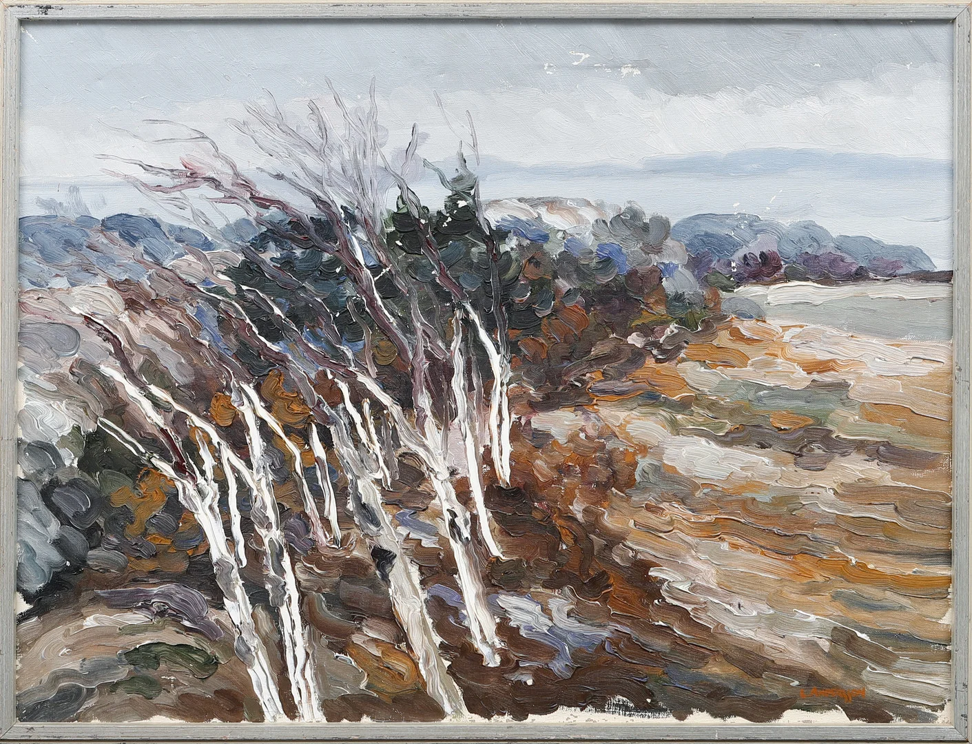 LARS ANDERSSON BJÖNNI. Björkar i landskap, olja på duk, signerad L. Andersson. — Paintings — Göteborgs Auktionsverk
