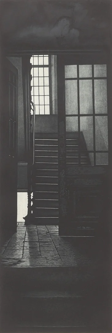 JUKKA VÄNTTINEN. "Den första dagen", mezzotint, signerad och daterad 2002, numrerad 9/100. — Engravings & Prints — Crafoord Auktioner Malmö
