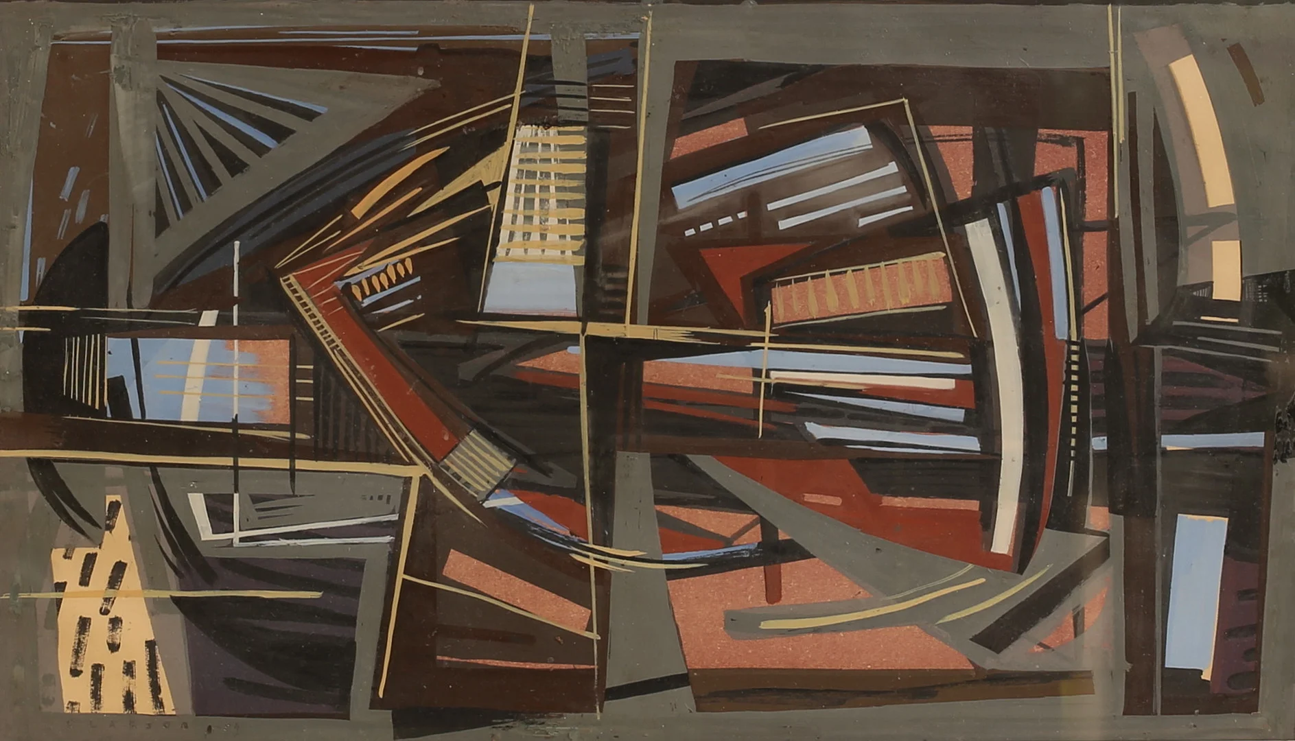 GUNNAR LARSON. Blandteknik, signerad och daterad - 54. — Paintings — RA Auktionsverket Norrköping