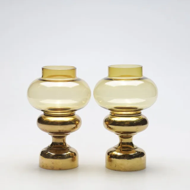 LJUSLYKTOR, mässing & glas, 1900-tal.