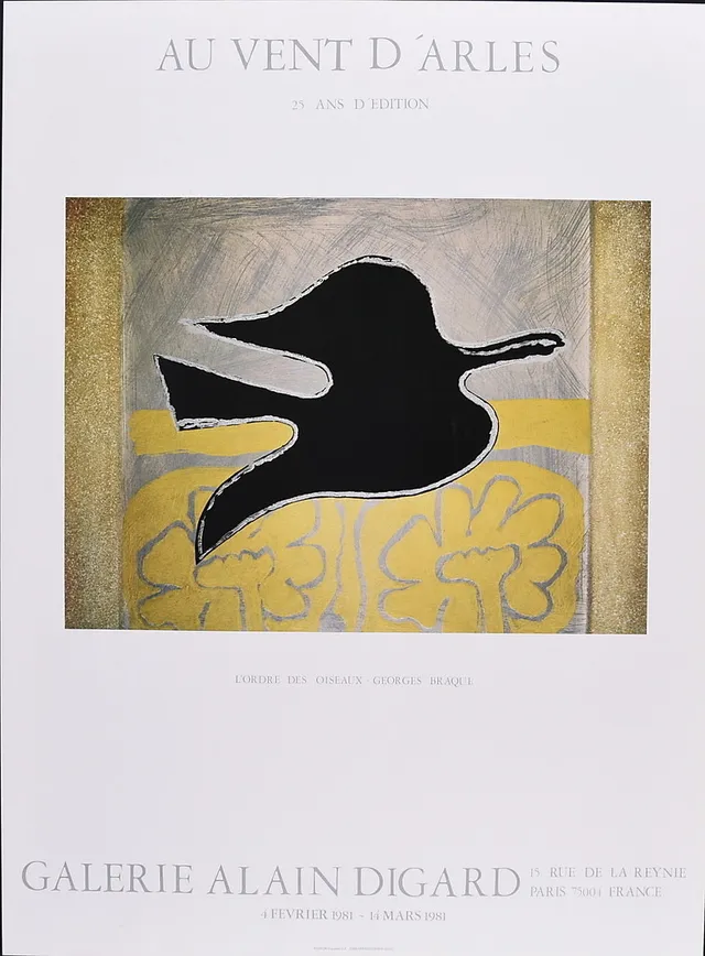 GEORGES BRAQUE. Utställningsaffisch, offsettryck, Galerie Alain Digard 1981.