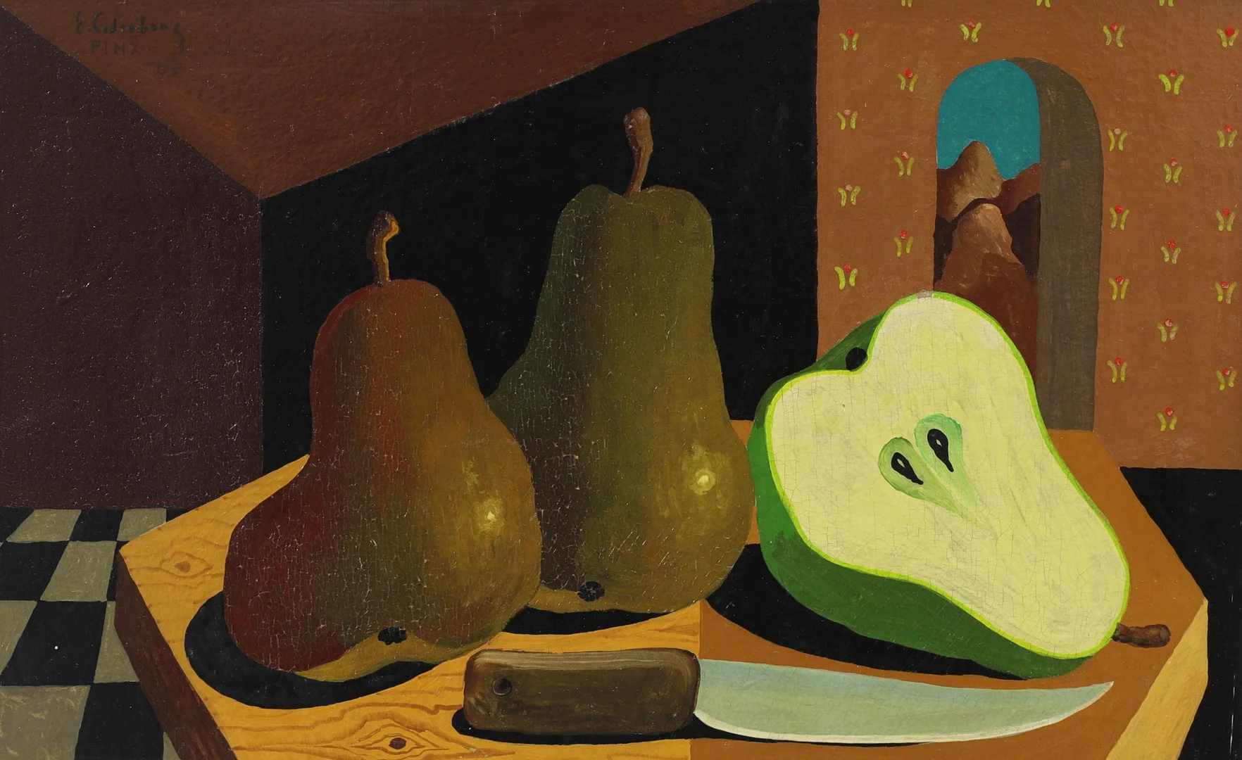 ERIC CEDERBERG. Stilleben med päron, pinx, olja på pannå, signerad, daterad -64. — Paintings — Växjö Auktionskammare