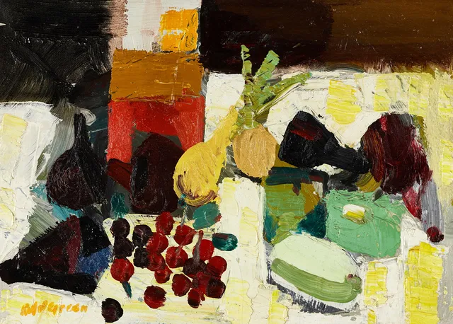 KULO GREEN (1913-1972), Fruktstilleben, olja på duk.