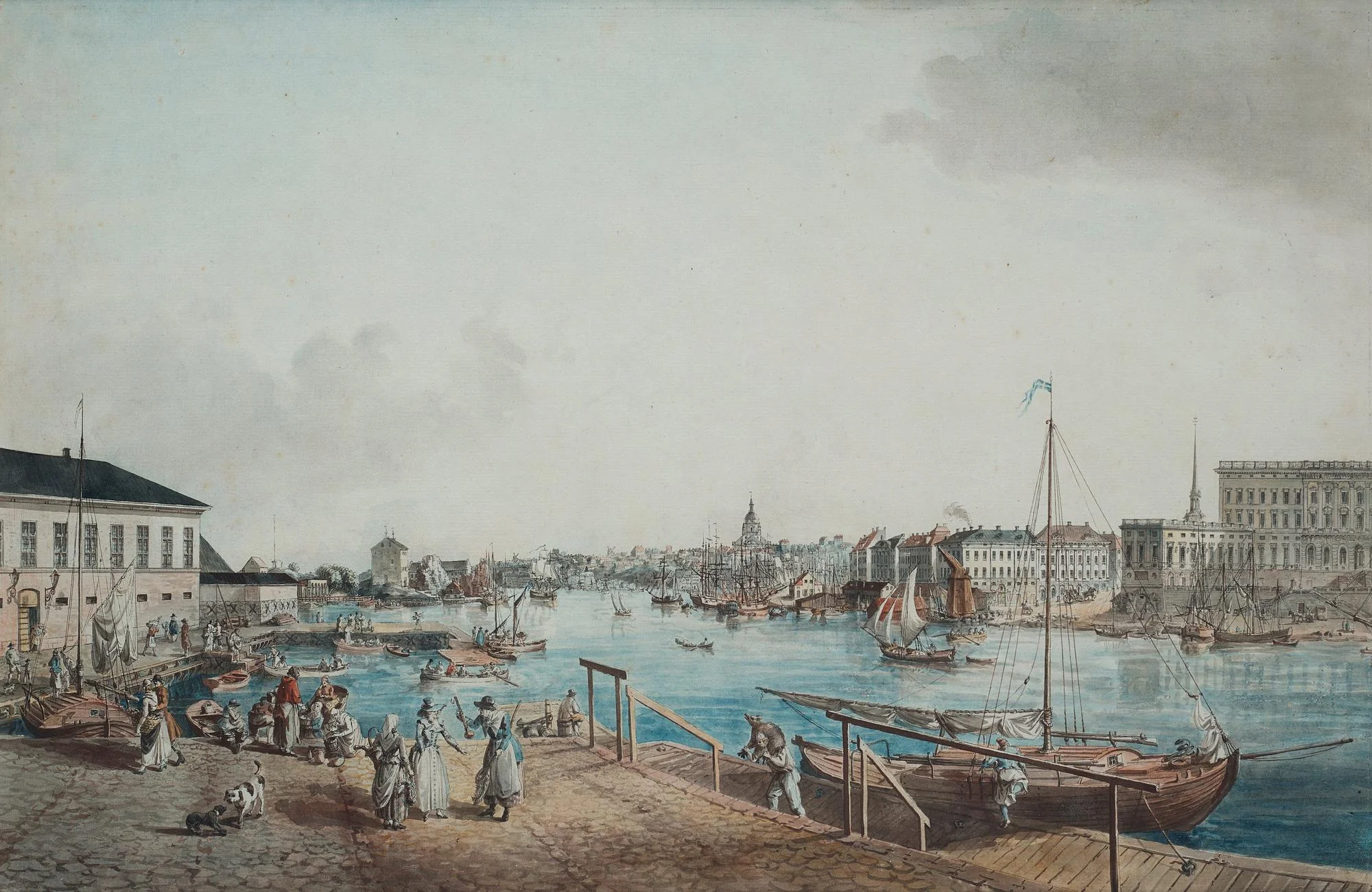 Johan Fredrik Martin, ”Stockholm åt Saltsjön" (Frölich: "Utsigt af Stockholm tagen ifrån ingången till Blasieholmen"). — Bukowskis