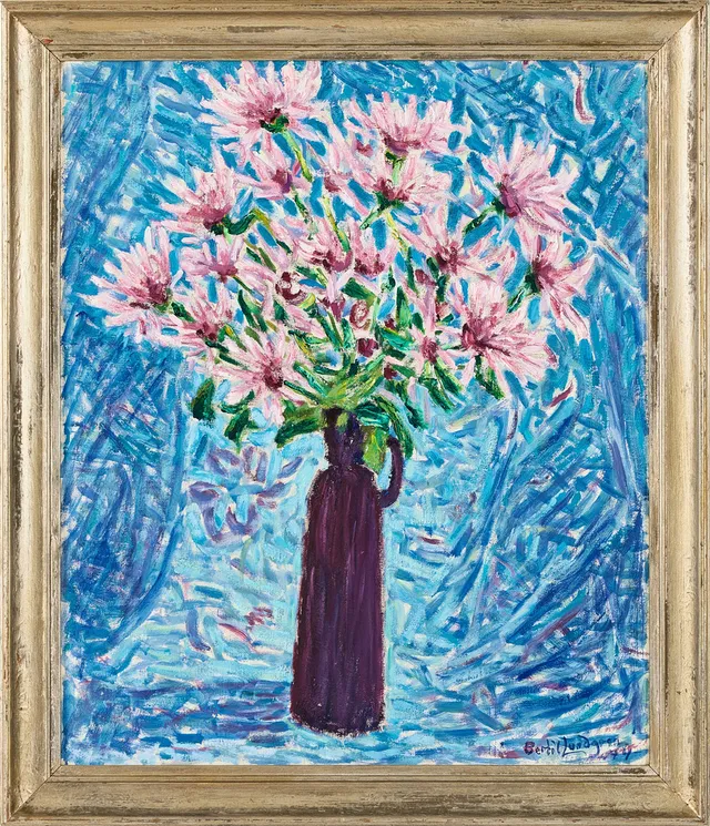 BERTIL LUNDGREN (1900-1979). Blommor i vas, olja på duk, signerad och daterad -74.