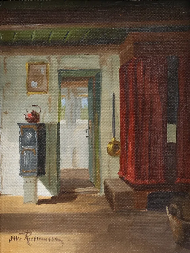 OSVALD RASMUSSEN (1885-1972). Stuginteriör, olja på duk, signerad.