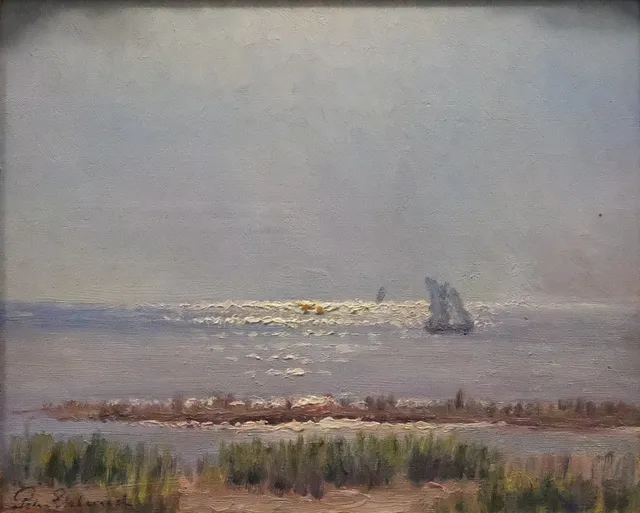 PEHR EKLUND. STRANDMOTIV, OLJA PÅ PANNÅ.