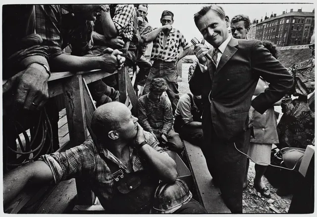 Jean Hermanson, "Olof Palme, Byggnadsplats, Hornstull", 1968.